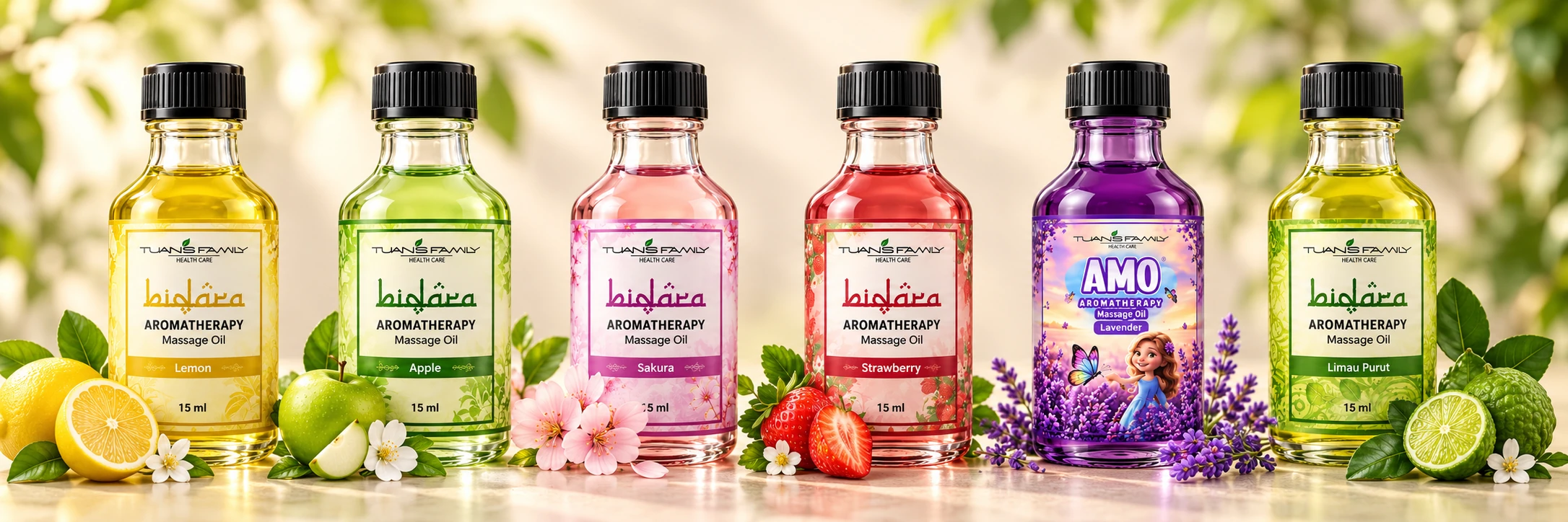 Koleksi Botol Besar: Lemon, Apple, Sakura, Strawberry, AMO Lavender, Limau Purut