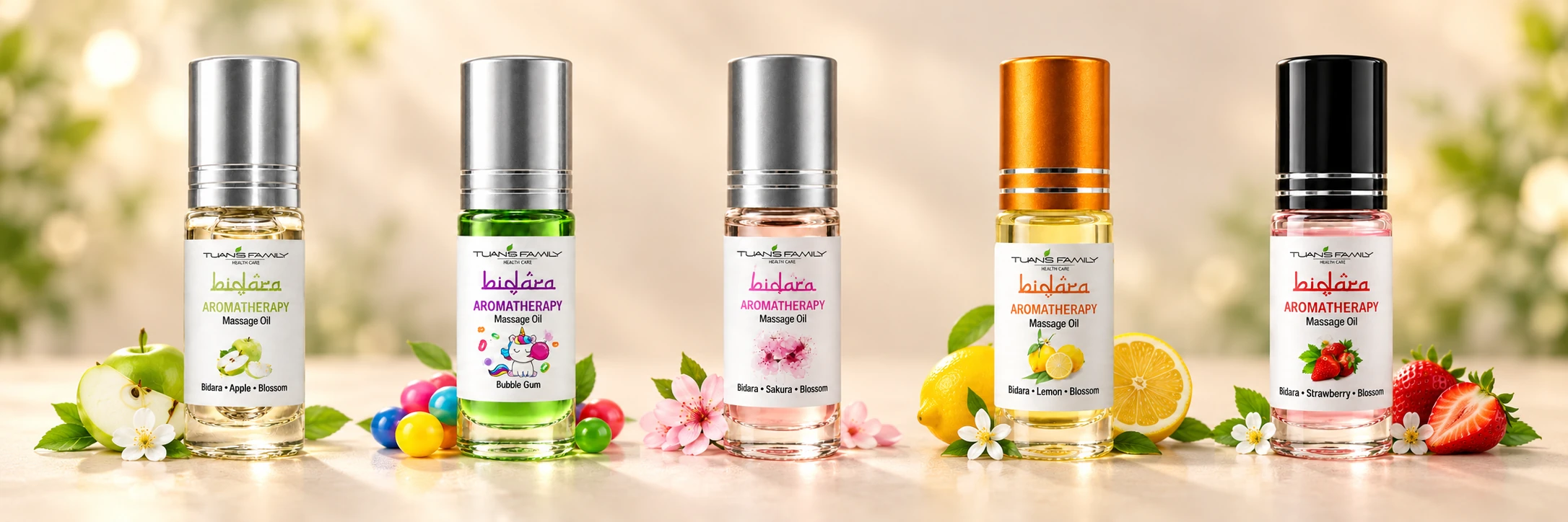 Koleksi Aromatherapy Oil: Apple, Bubble Gum, Sakura, Lemon, Strawberry